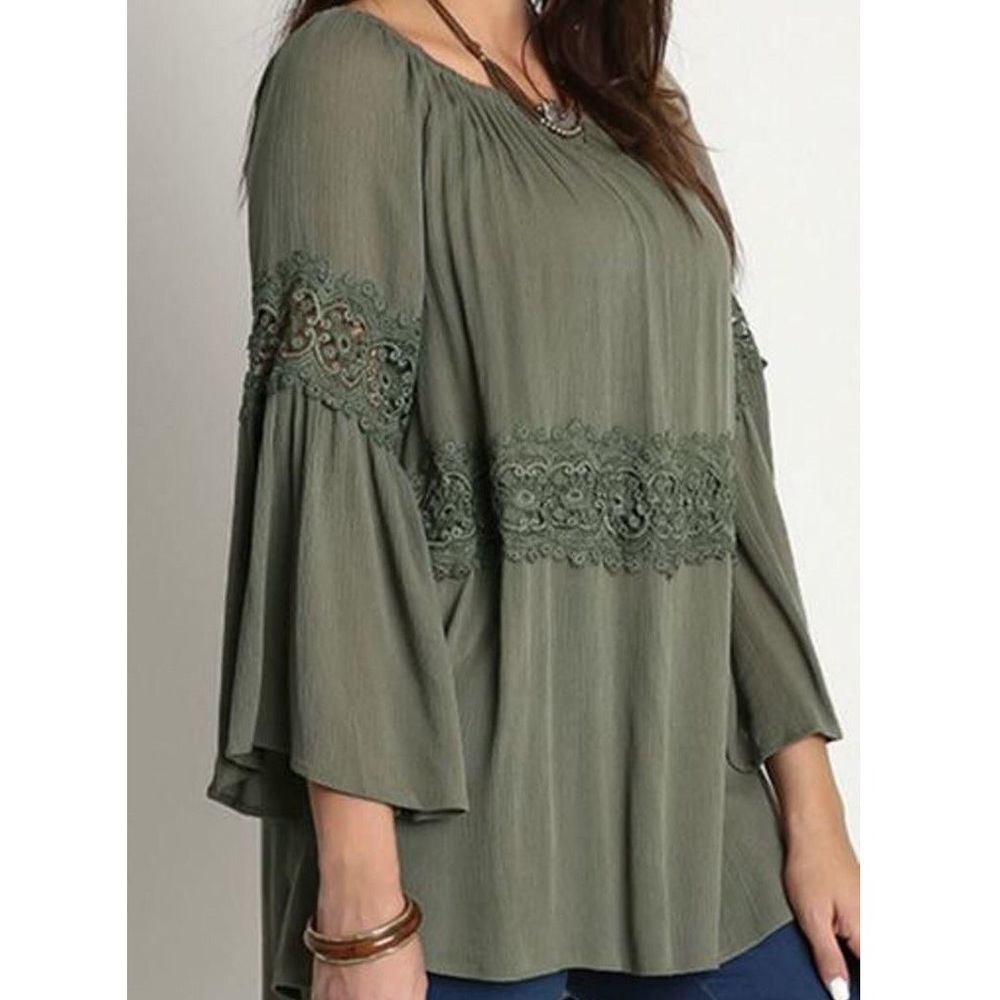 UMGEE Boho style olive off the shoulders tunic S